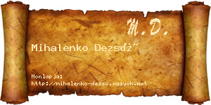 Mihalenko Dezső névjegykártya